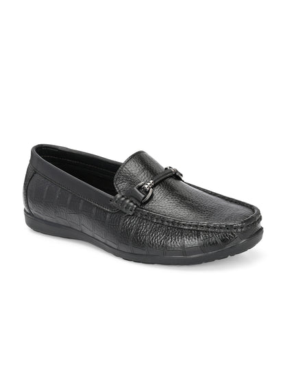 Premium Genuine Leather Textured Loafers for Men in Tan and Black