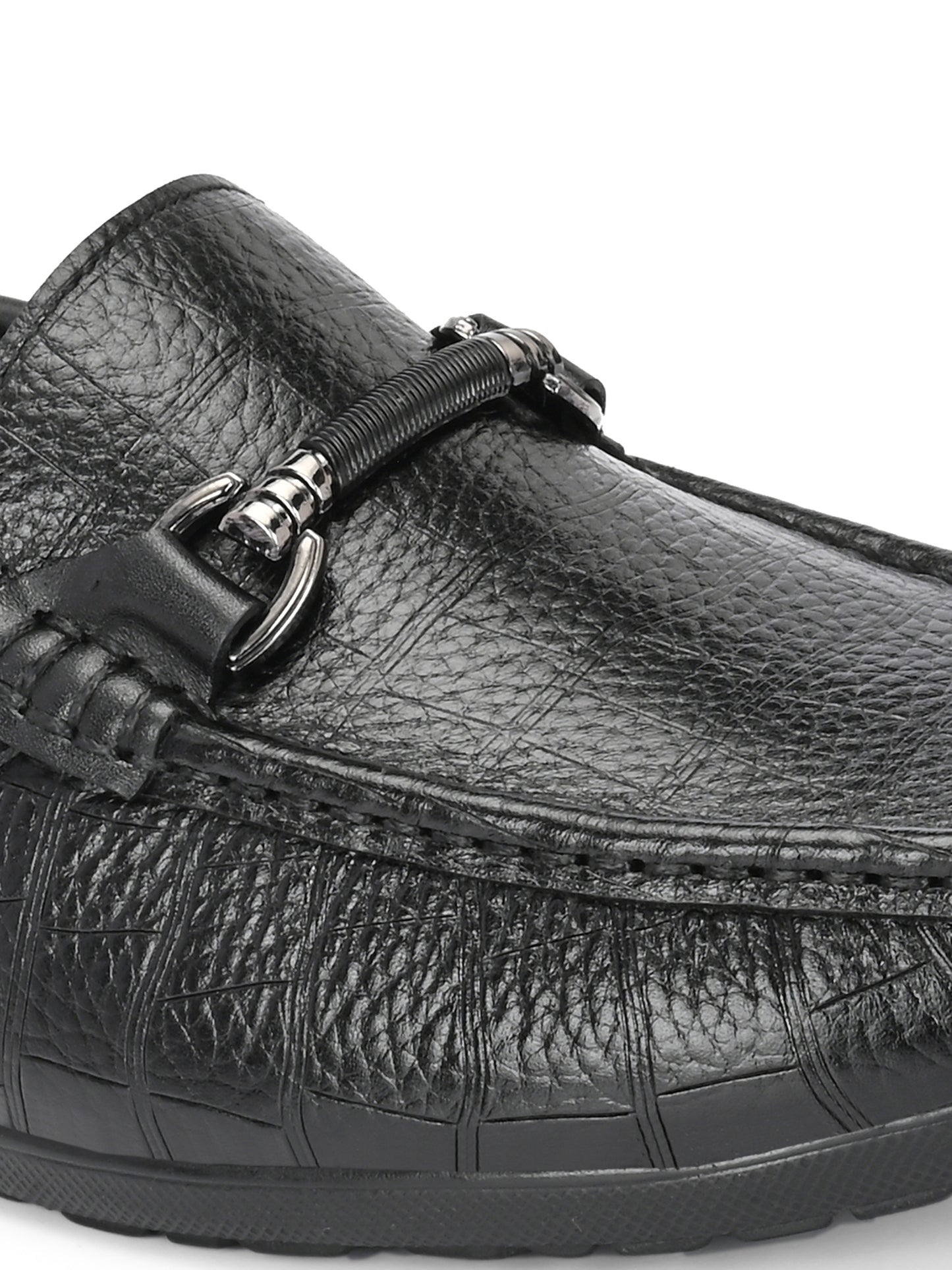 Premium Genuine Leather Textured Loafers for Men in Tan and Black