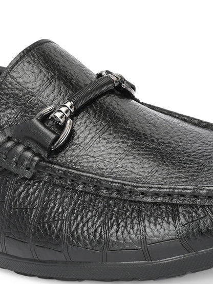 Premium Genuine Leather Textured Loafers for Men in Tan and Black