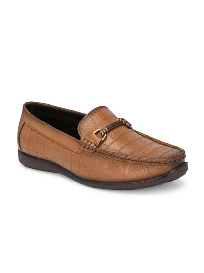 Premium Genuine Leather Textured Loafers for Men in Tan and Black