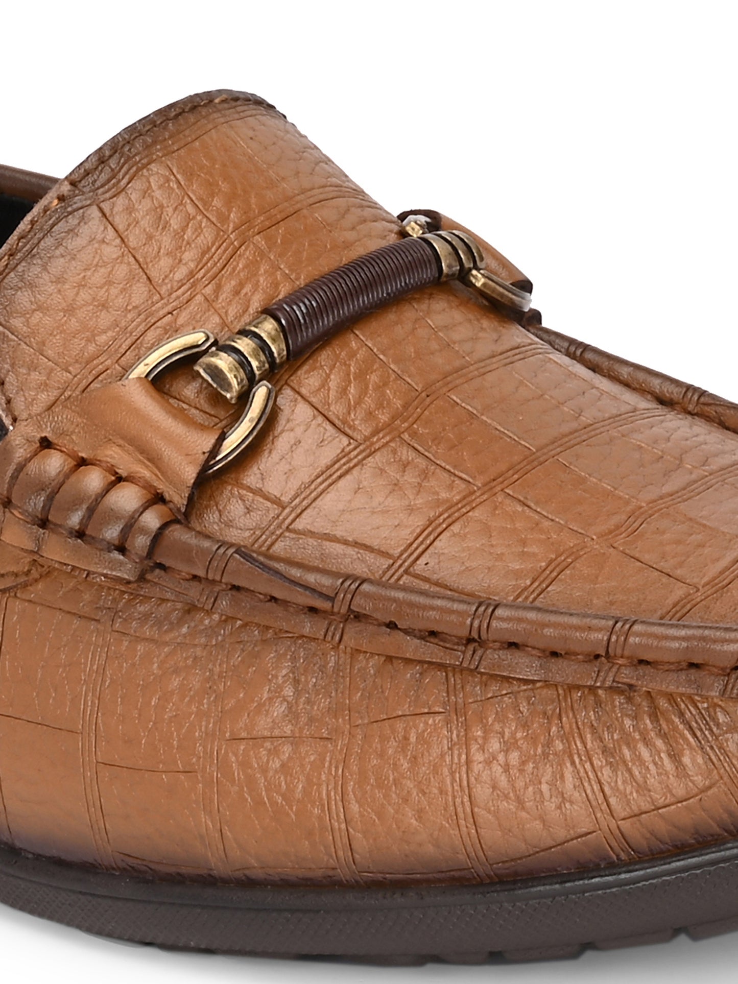 Premium Genuine Leather Textured Loafers for Men in Tan and Black