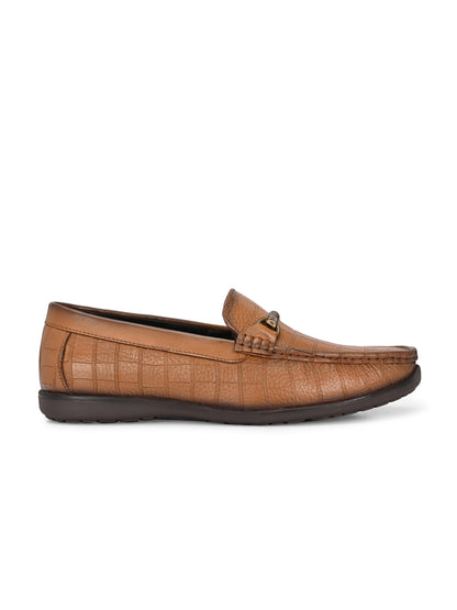 Premium Genuine Leather Textured Loafers for Men in Tan and Black