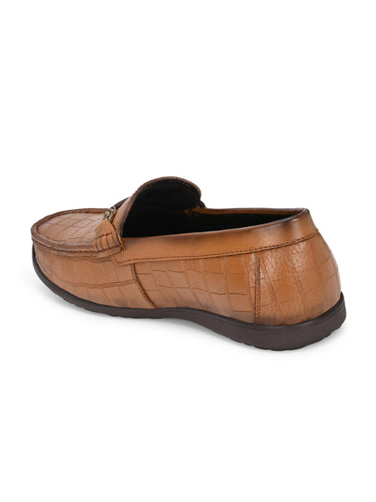 Premium Genuine Leather Textured Loafers for Men in Tan and Black