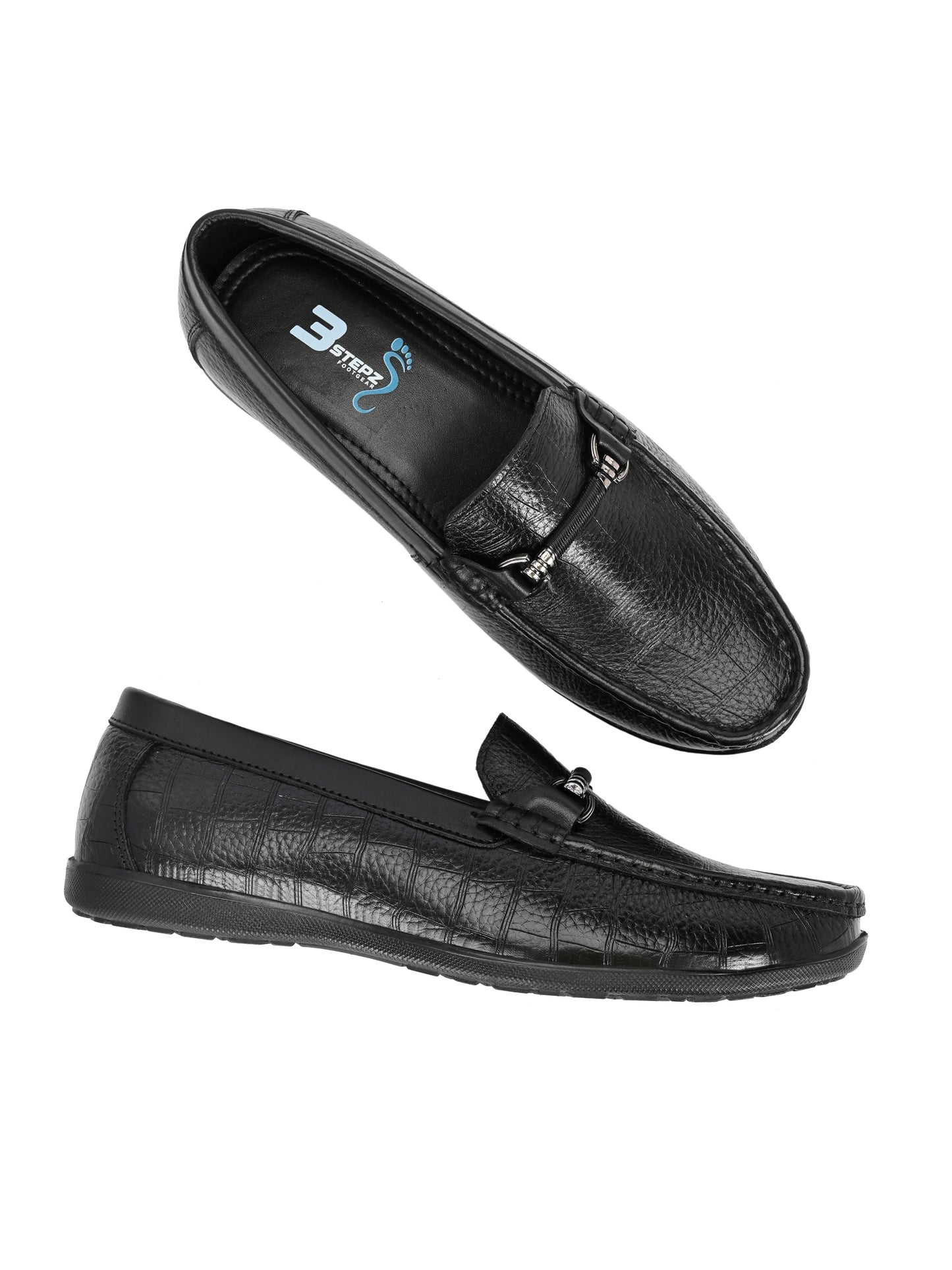 Premium Genuine Leather Textured Loafers for Men in Tan and Black