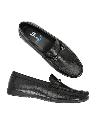 Premium Genuine Leather Textured Loafers for Men in Tan and Black