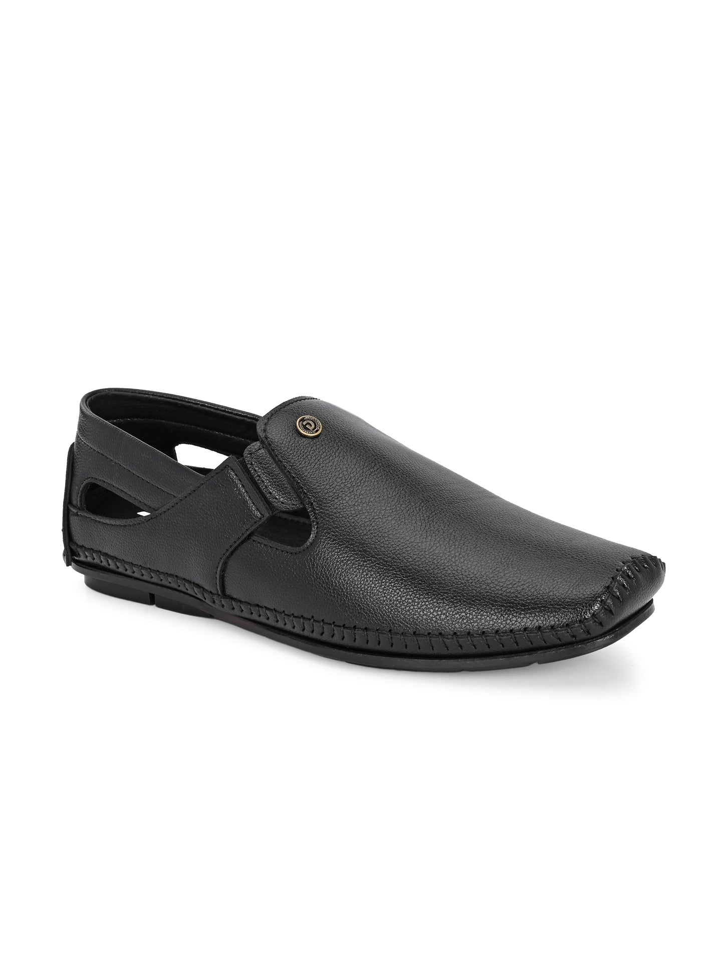 Men’s Premium Black Textured Sandal| Breathable Slip-On Casual Moccasins for Everyday Comfort