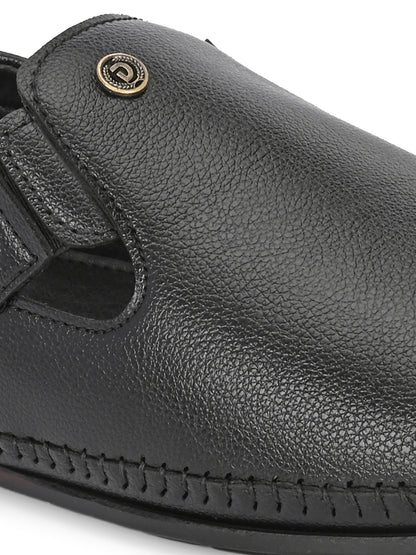 Men’s Premium Black Textured Sandal| Breathable Slip-On Casual Moccasins for Everyday Comfort