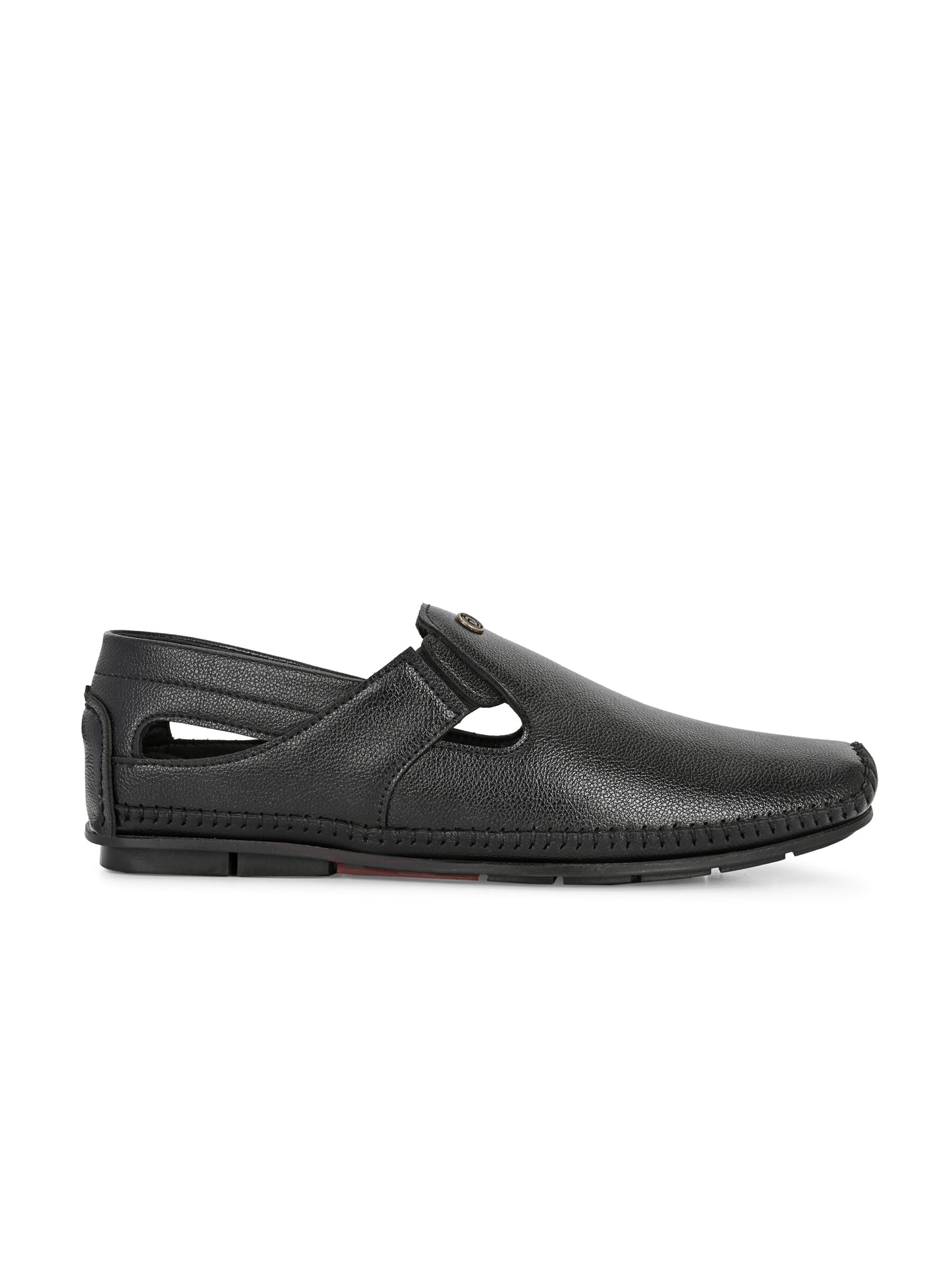 Men’s Premium Black Textured Sandal| Breathable Slip-On Casual Moccasins for Everyday Comfort