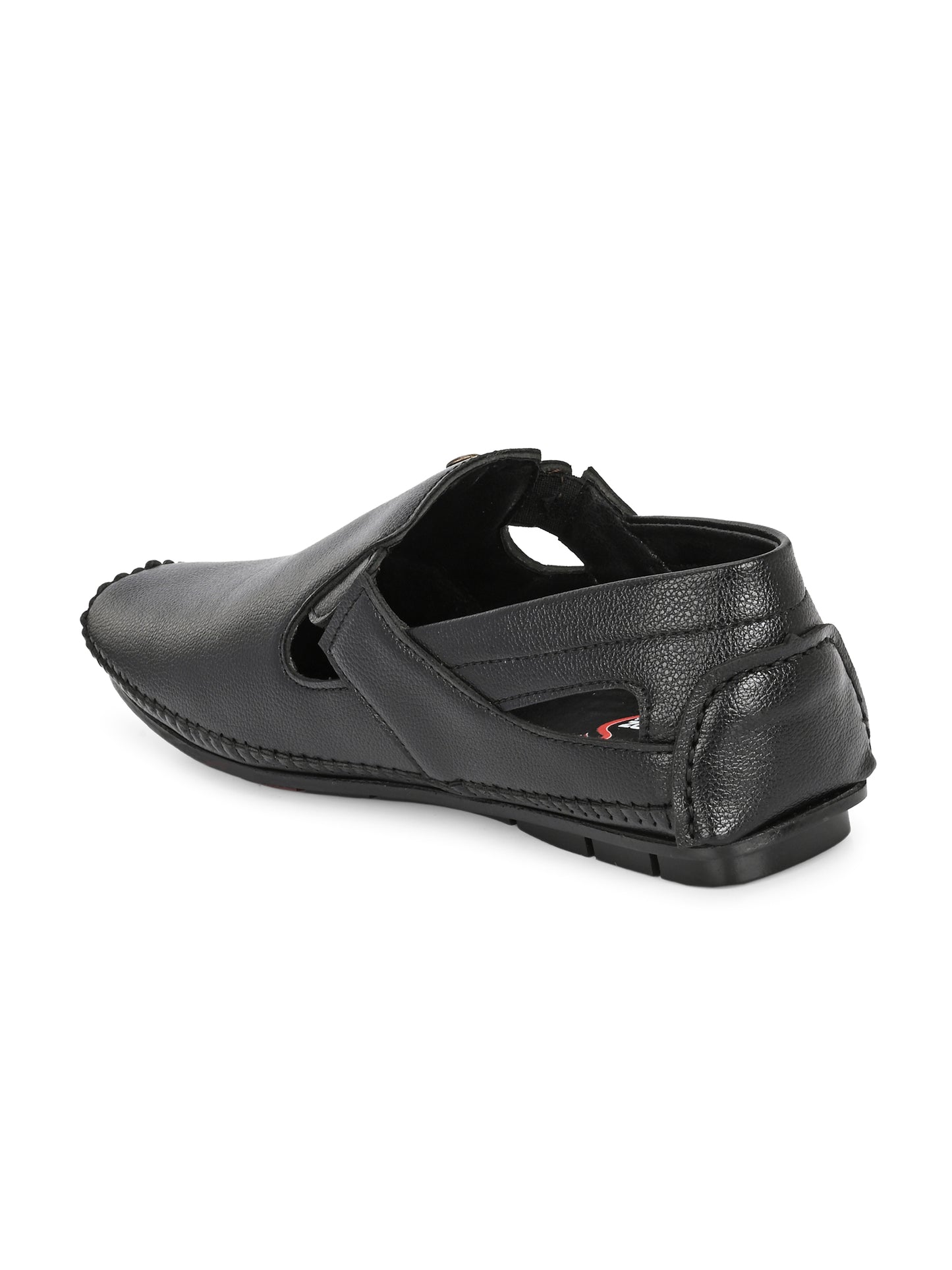 Men’s Premium Black Textured Sandal| Breathable Slip-On Casual Moccasins for Everyday Comfort