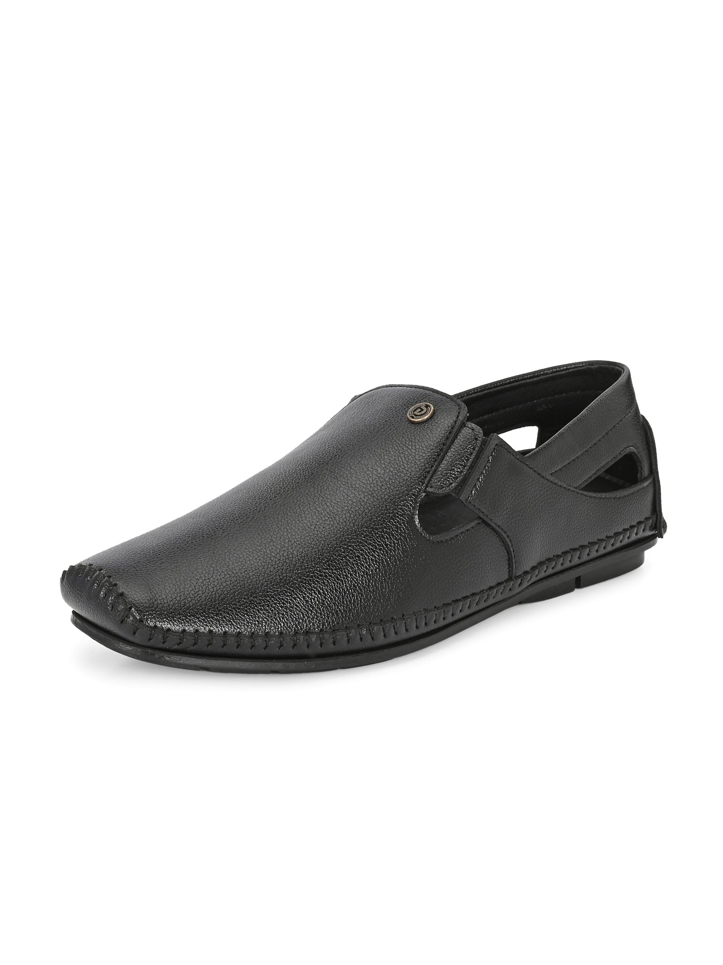 Men’s Premium Black Textured Sandal| Breathable Slip-On Casual Moccasins for Everyday Comfort