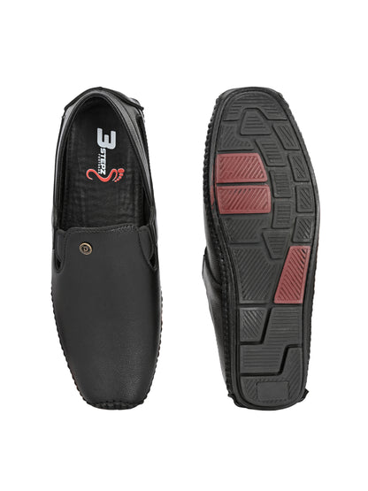 Men’s Premium Black Textured Sandal| Breathable Slip-On Casual Moccasins for Everyday Comfort