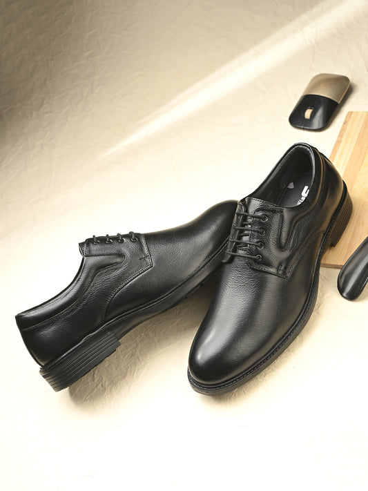 Premium Textured Leather Lace-Up Formal Shoes for Men | Elegant Dark Brown/Black Executive Derby Shoes