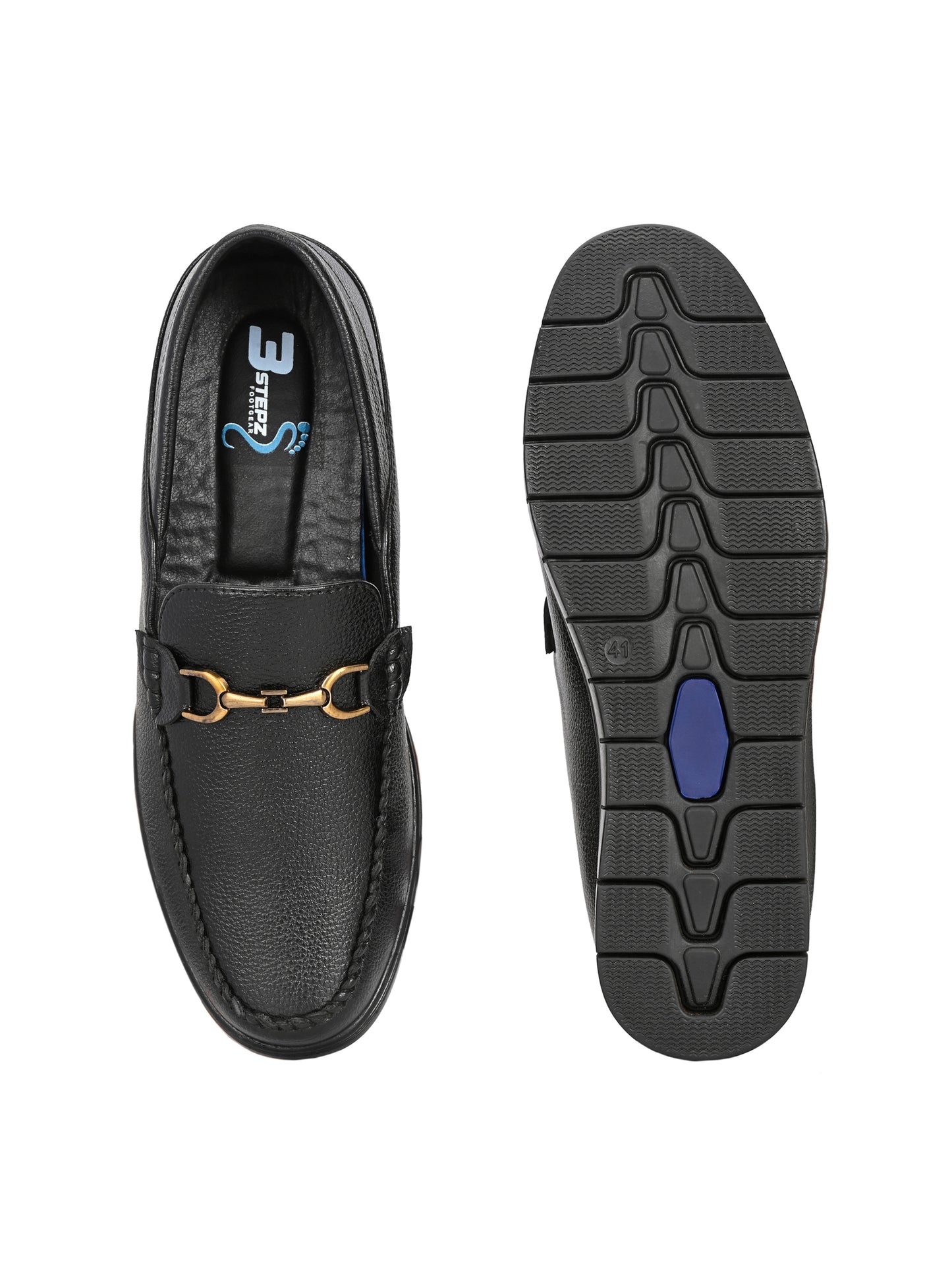 Men’s Premium Textured Leather Horsebit Loafers | Classic Black/Brown Slip-On Moccasins with Gold Metal Accent