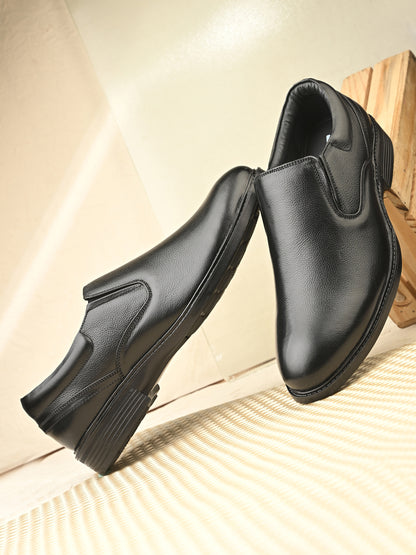 Premium Textured Leather Slip-On Formal Shoes for Men | Stylish Tan/Black Business Casual Loafers