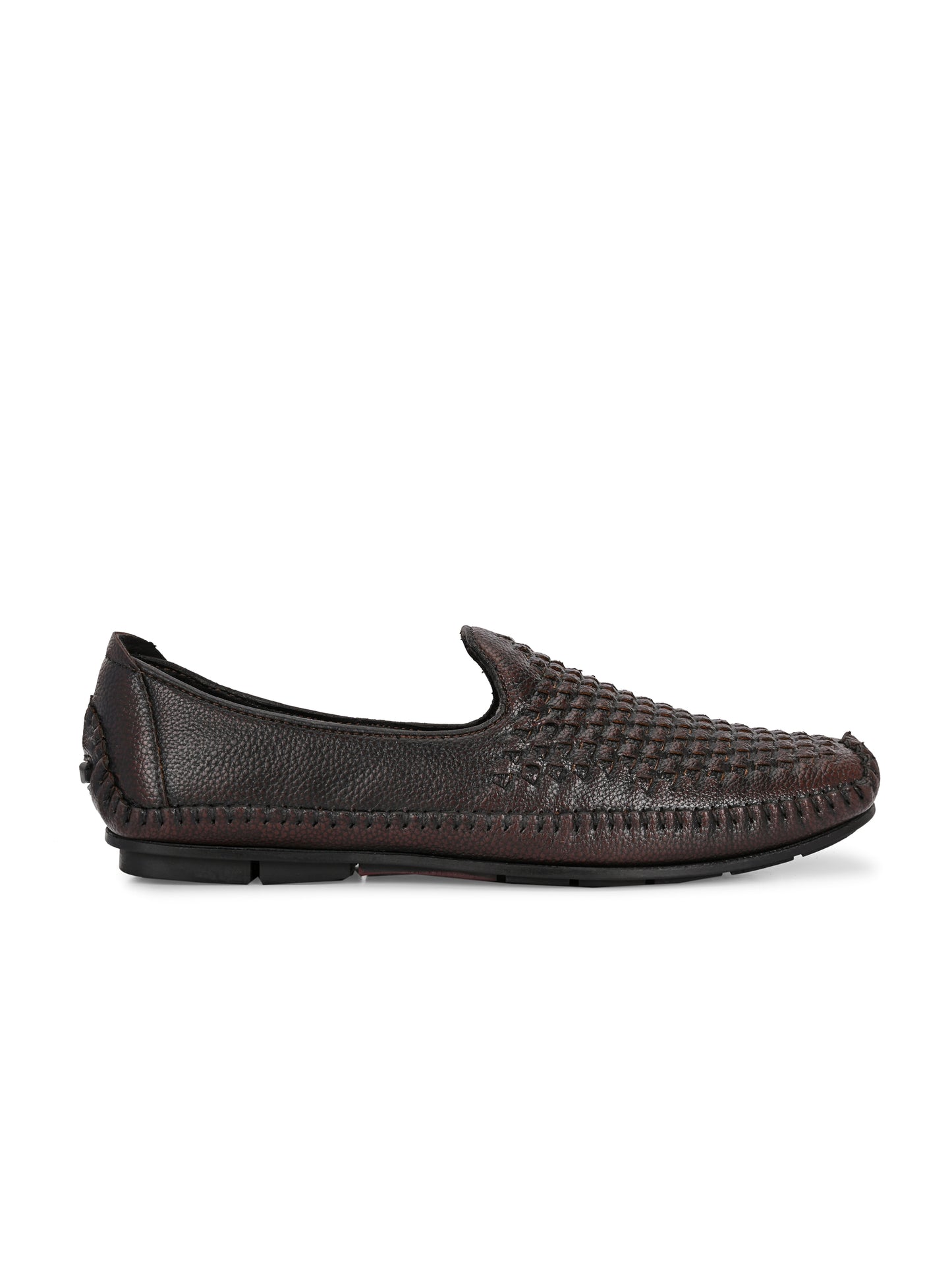 Men’s Premium Woven-Texture Slip-On Loafers | Stylish Coffee Brown Driving Moccasins for Everyday Comfort