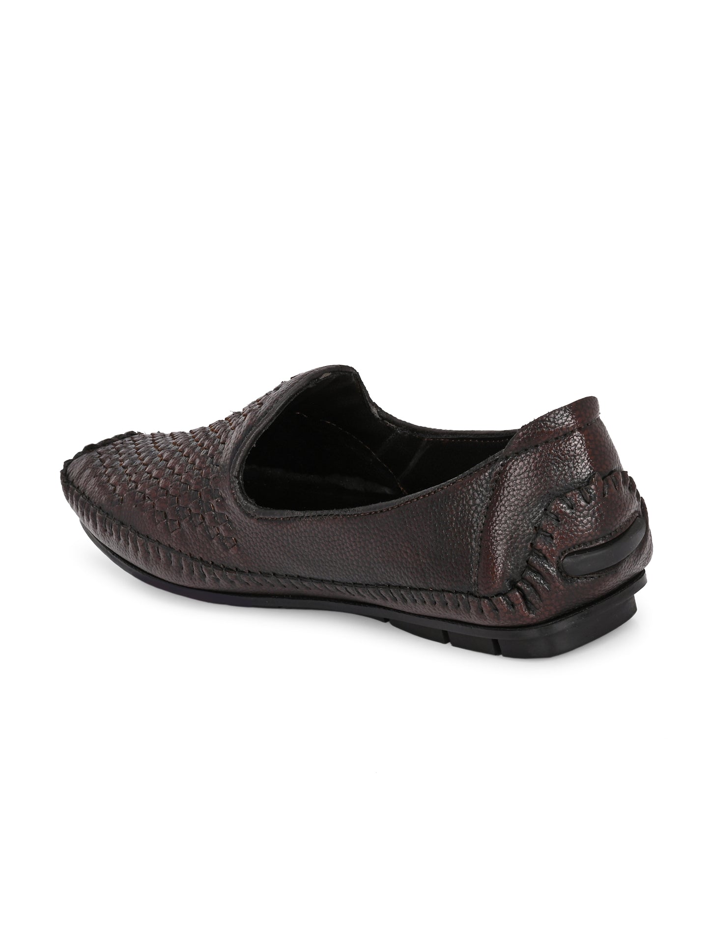 Men’s Premium Woven-Texture Slip-On Loafers | Stylish Coffee Brown Driving Moccasins for Everyday Comfort