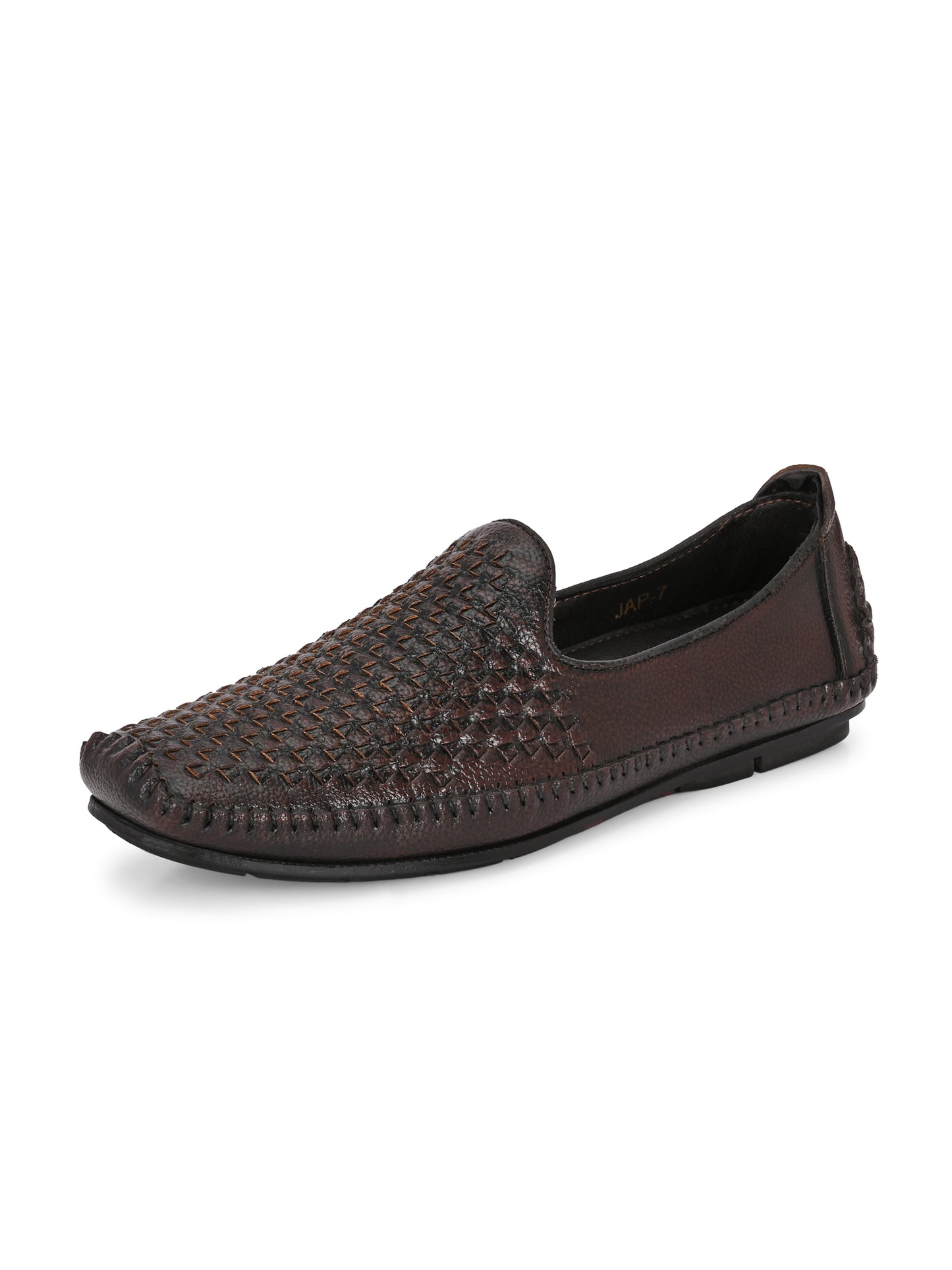 Men’s Premium Woven-Texture Slip-On Loafers | Stylish Coffee Brown Driving Moccasins for Everyday Comfort