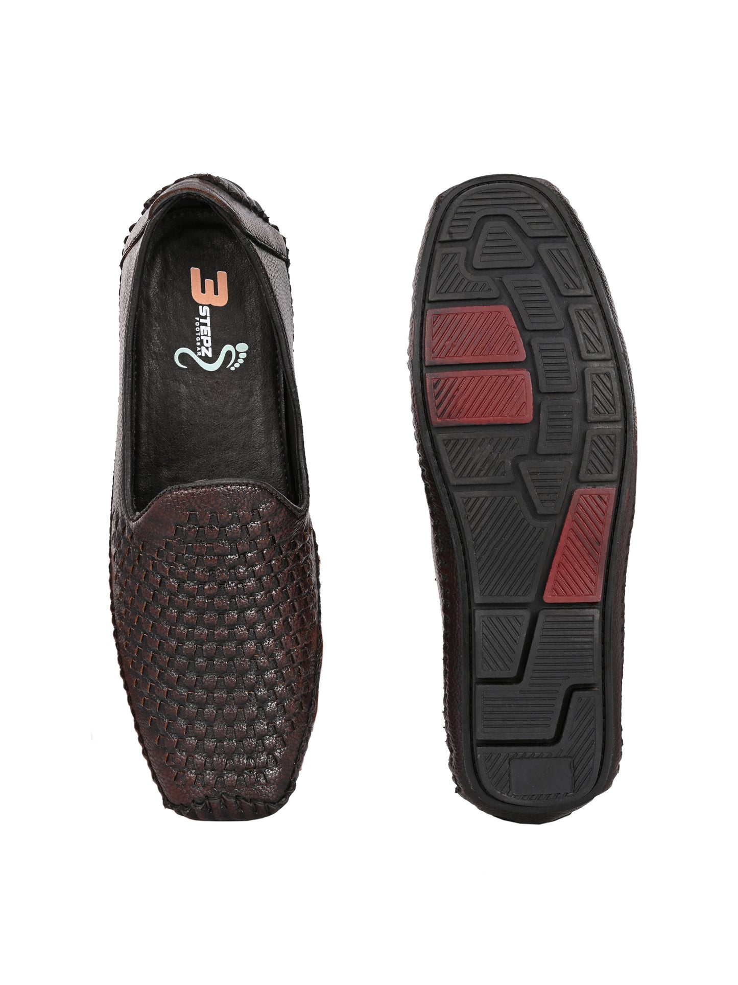 Men’s Premium Woven-Texture Slip-On Loafers | Stylish Coffee Brown Driving Moccasins for Everyday Comfort