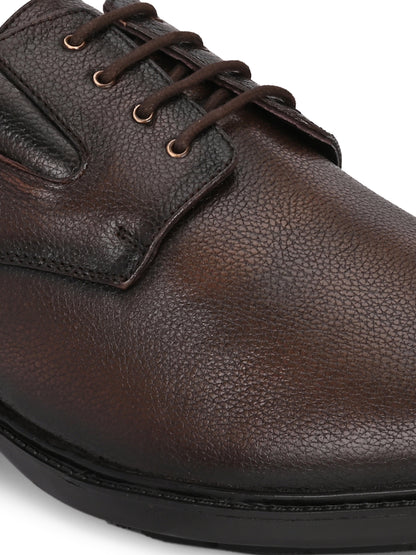 Premium Textured Leather Lace-Up Formal Shoes for Men | Elegant Dark Brown/Black Executive Derby Shoes