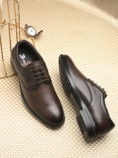 Premium Textured Leather Lace-Up Formal Shoes for Men | Elegant Dark Brown/Black Executive Derby Shoes