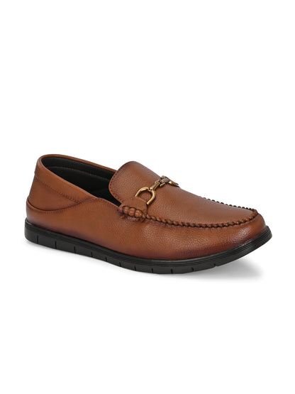 Men’s Premium Textured Leather Horsebit Loafers | Classic Black/Brown Slip-On Moccasins with Gold Metal Accent