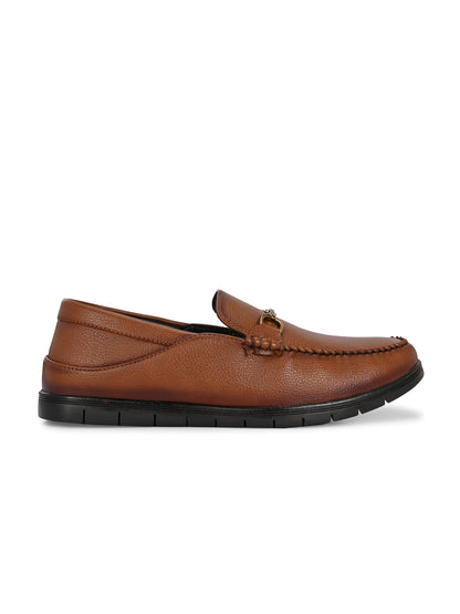 Men’s Premium Textured Leather Horsebit Loafers | Classic Black/Brown Slip-On Moccasins with Gold Metal Accent