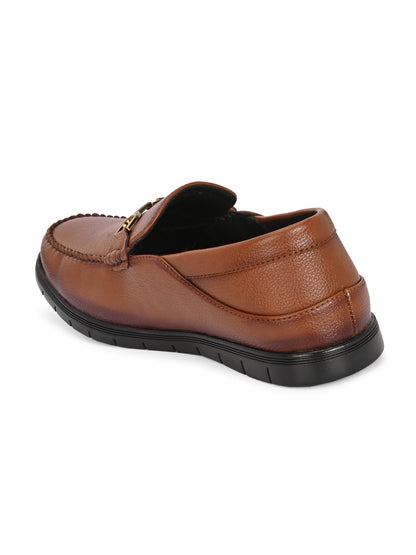 Men’s Premium Textured Leather Horsebit Loafers | Classic Black/Brown Slip-On Moccasins with Gold Metal Accent