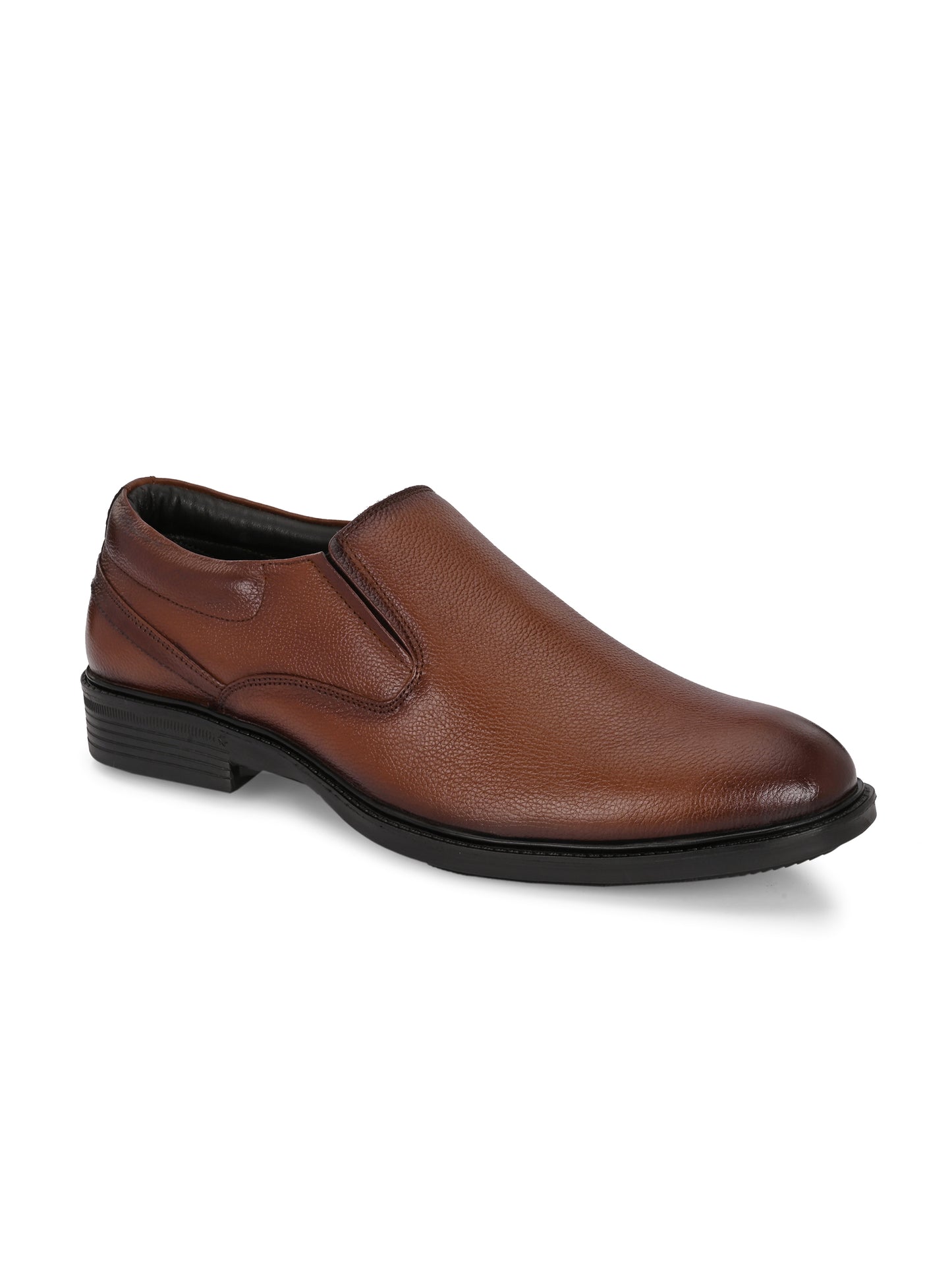 Premium Textured Leather Slip-On Formal Shoes for Men | Stylish Tan/Black Business Casual Loafers