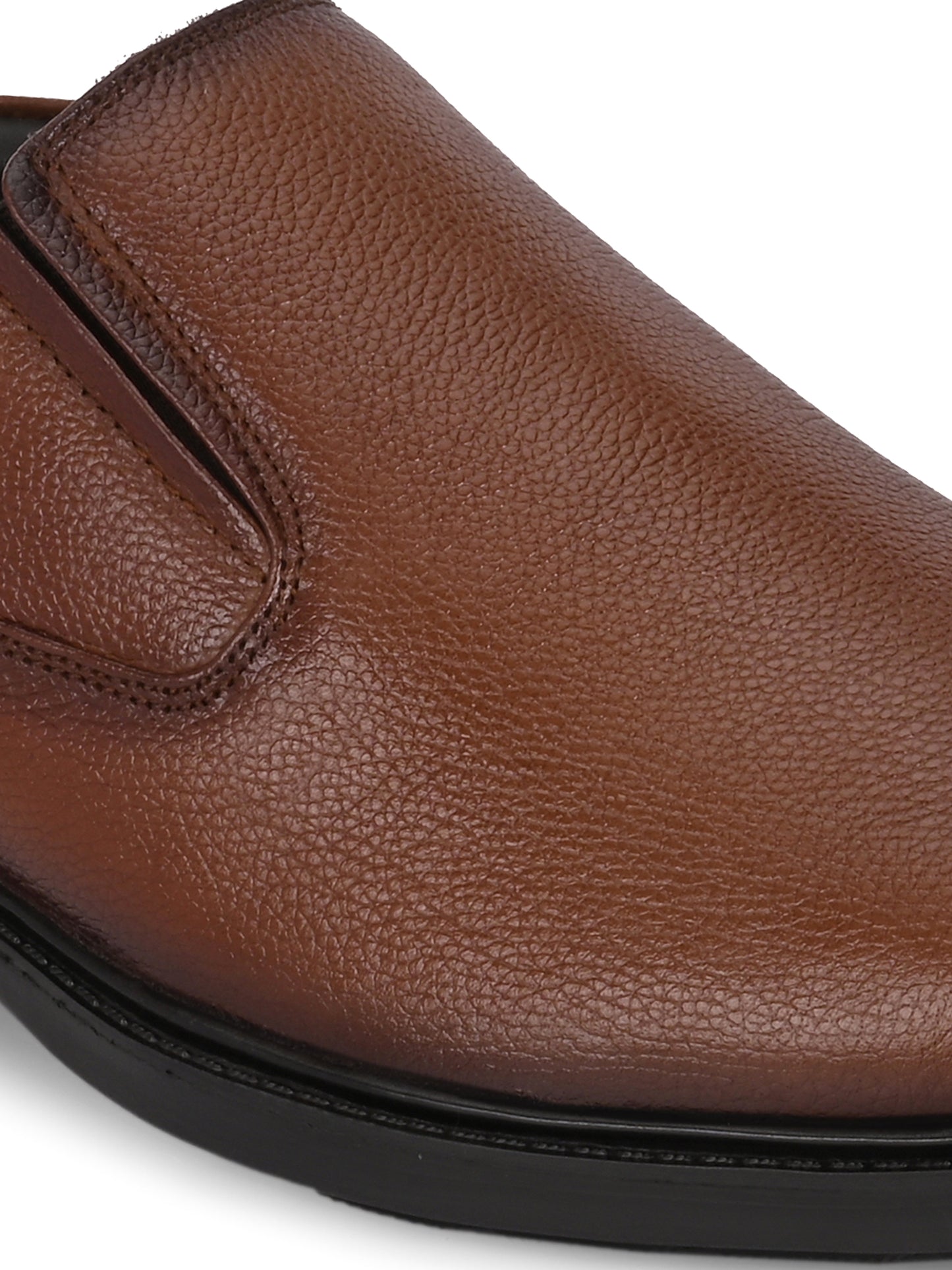 Premium Textured Leather Slip-On Formal Shoes for Men | Stylish Tan/Black Business Casual Loafers