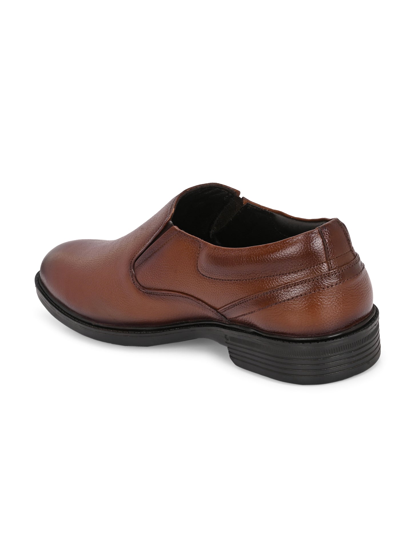 Premium Textured Leather Slip-On Formal Shoes for Men | Stylish Tan/Black Business Casual Loafers