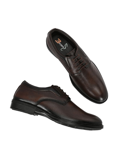 Premium Textured Leather Lace-Up Formal Shoes for Men | Elegant Dark Brown/Black Executive Derby Shoes