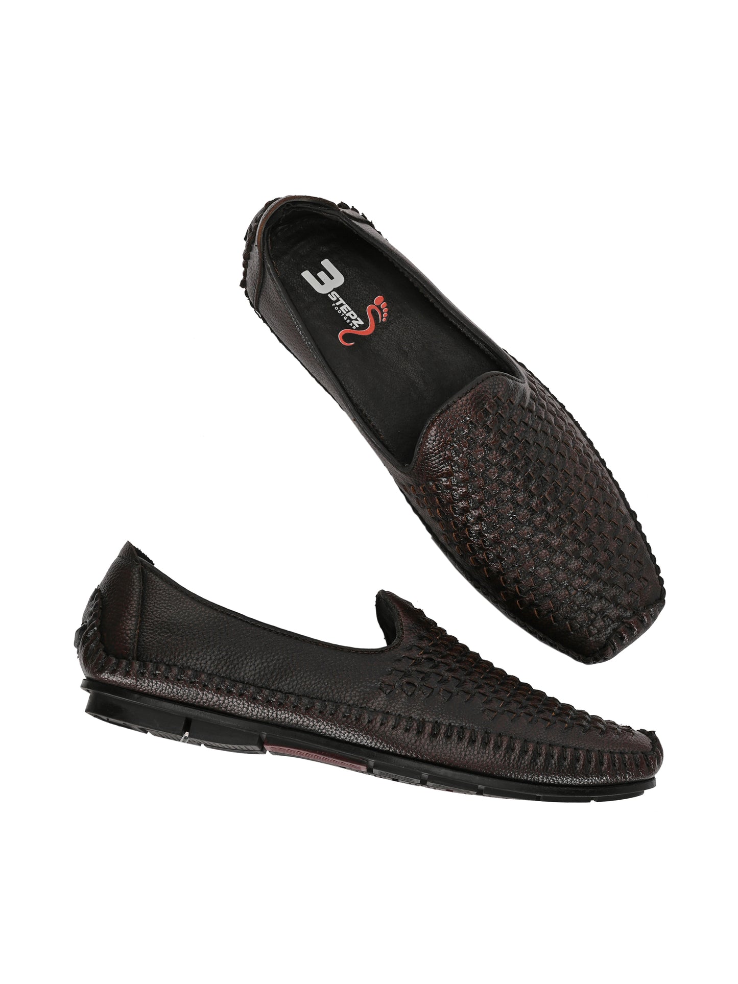 Men’s Premium Woven-Texture Slip-On Loafers | Stylish Coffee Brown Driving Moccasins for Everyday Comfort