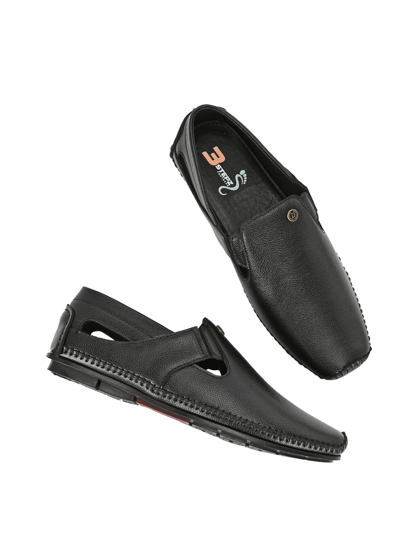 Men’s Premium Black Textured Sandal| Breathable Slip-On Casual Moccasins for Everyday Comfort