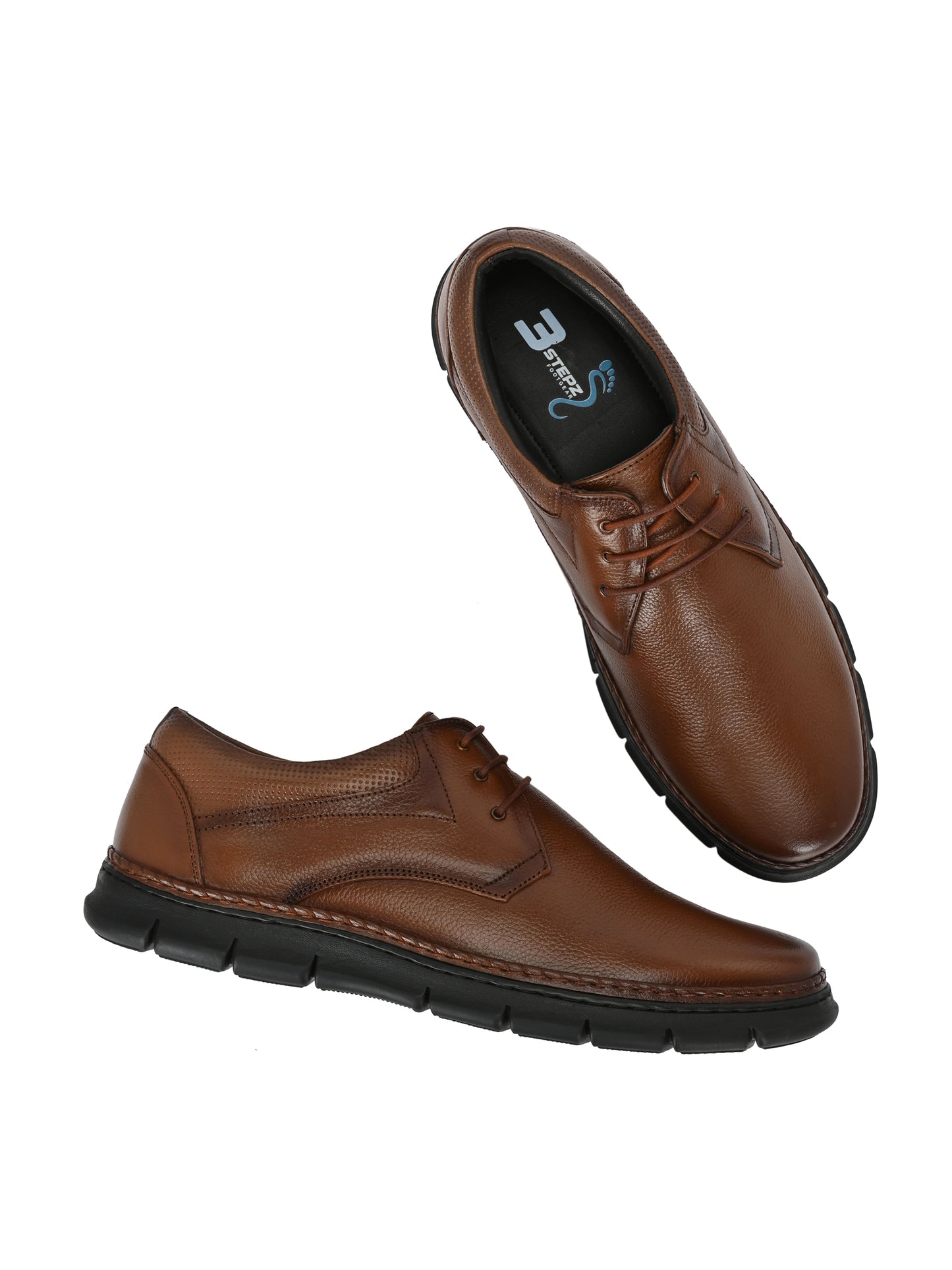 Classic Brown Genuine Leather Lace-Up Shoes for Men