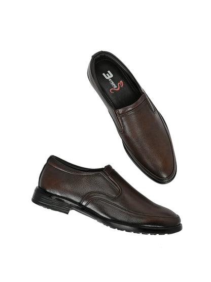 Classic Smart Brown Genuine Leather Slip-On Shoes for Men