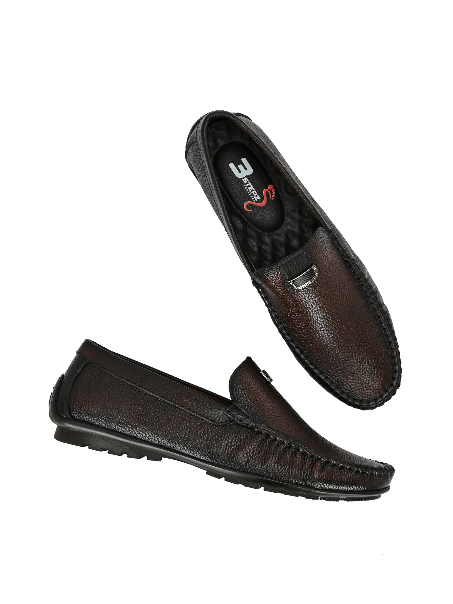 Men's Classic Pebbled Leather Driving Loafers in Brown and Black