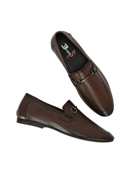 Premium Handcrafted Brown Leather Horsebit Loafers for Men