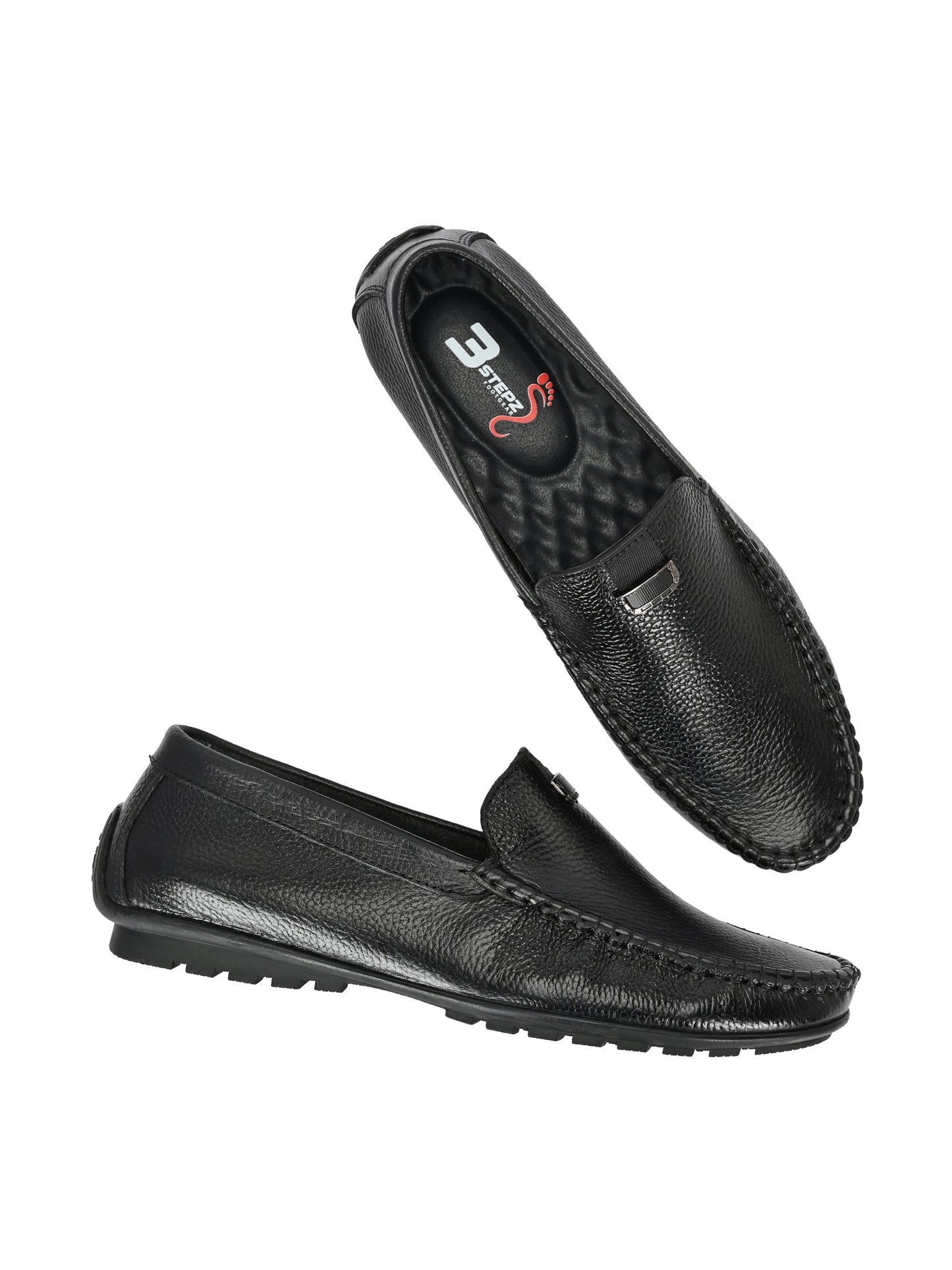 Men's Classic Black Pebbled Leather Driving Loafers