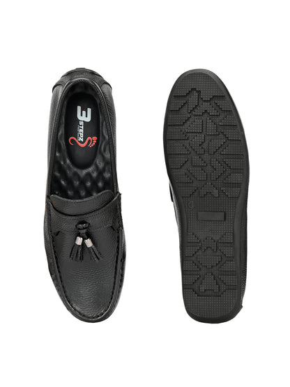 Premium Handcrafted Leather Tassel Loafers for Men in Dual-Tone Brown and Black