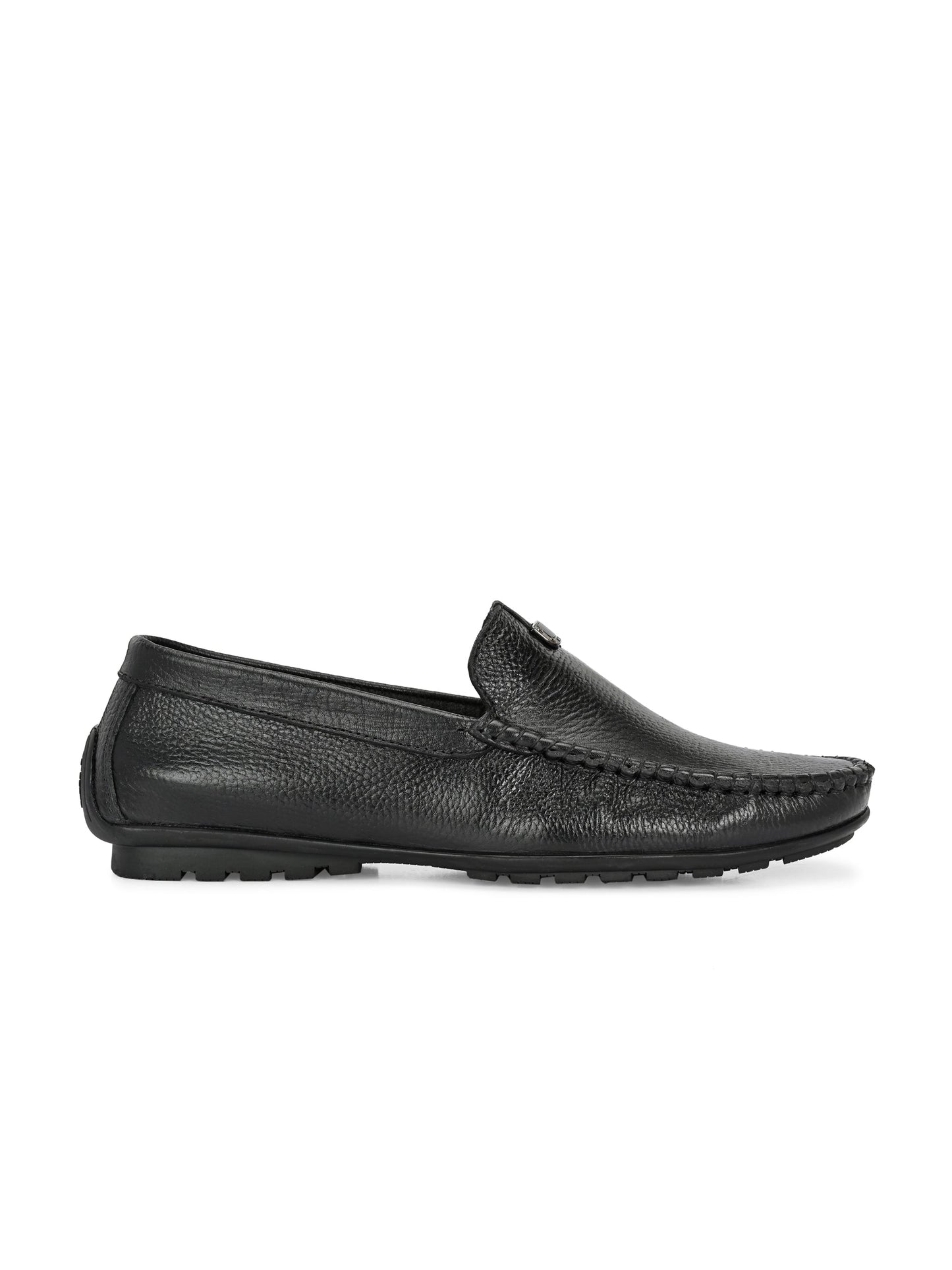 Men's Classic Black Pebbled Leather Driving Loafers