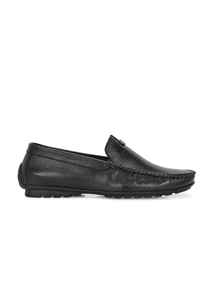 Men's Classic Black Pebbled Leather Driving Loafers