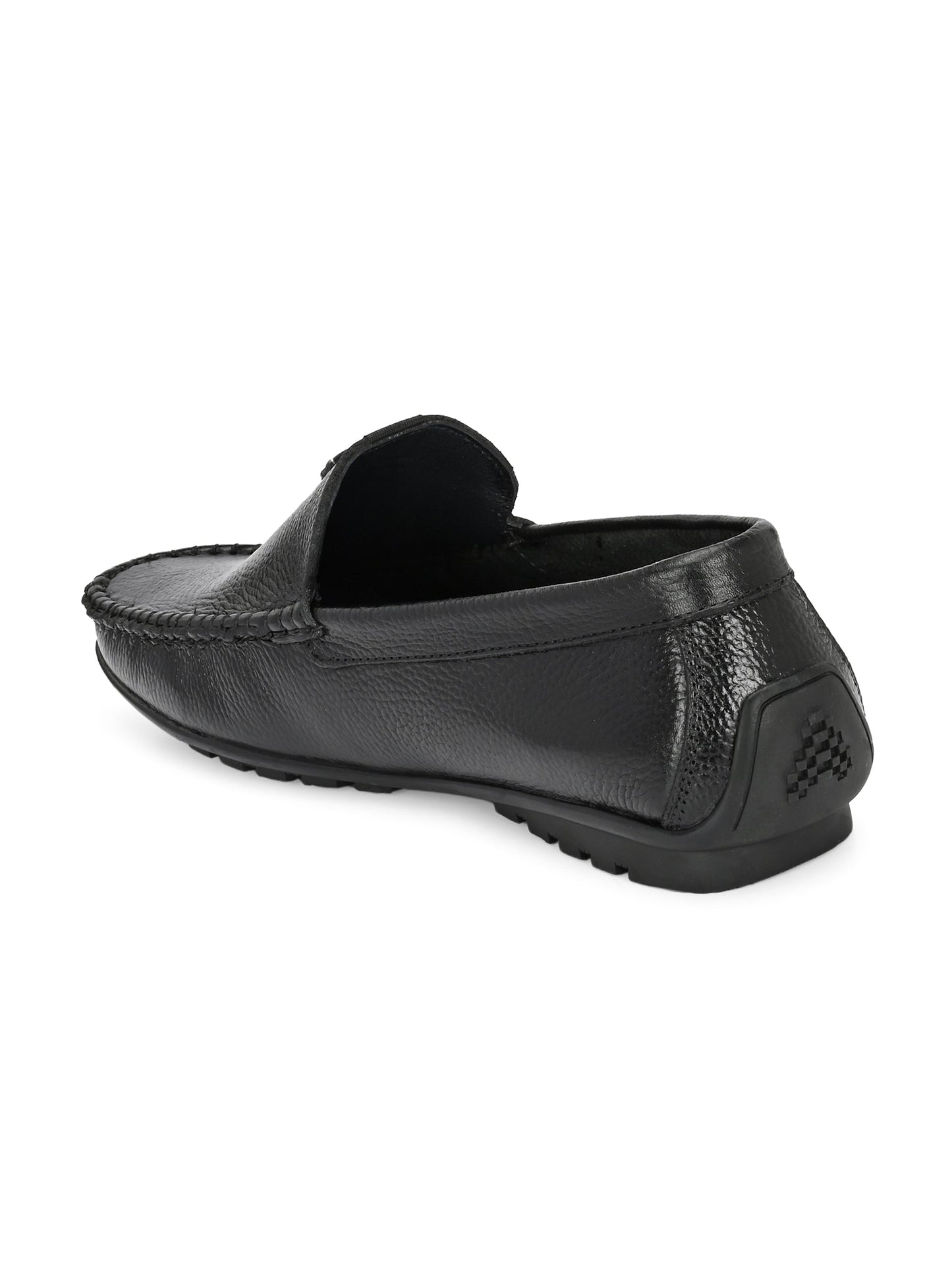 Men's Classic Black Pebbled Leather Driving Loafers