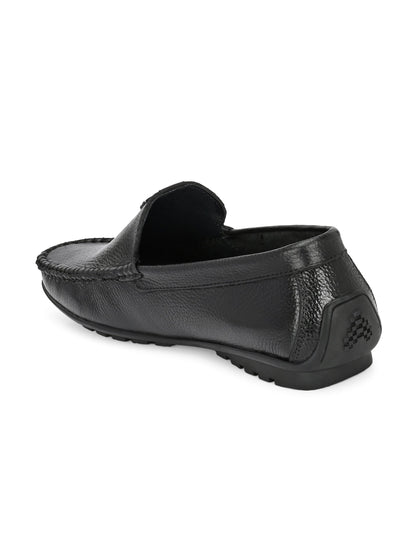 Men's Classic Black Pebbled Leather Driving Loafers