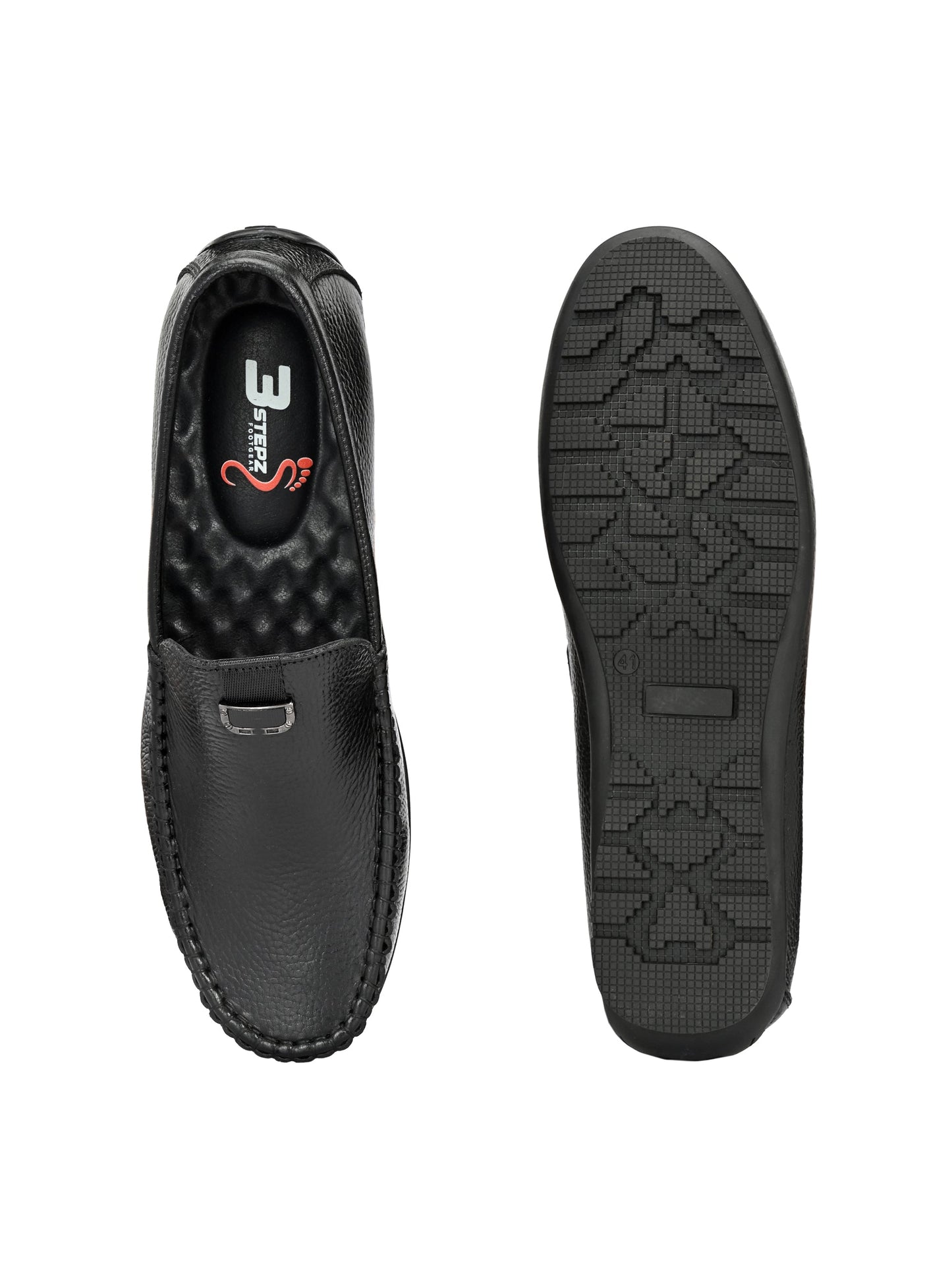 Men's Classic Black Pebbled Leather Driving Loafers