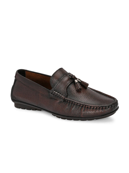 Premium Handcrafted Brown Leather Tassel Loafers for Men