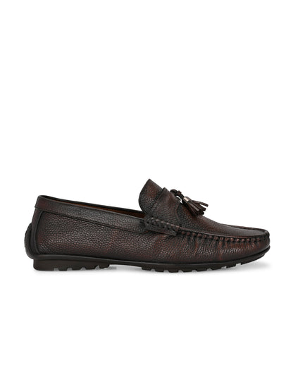 Premium Handcrafted Brown Leather Tassel Loafers for Men