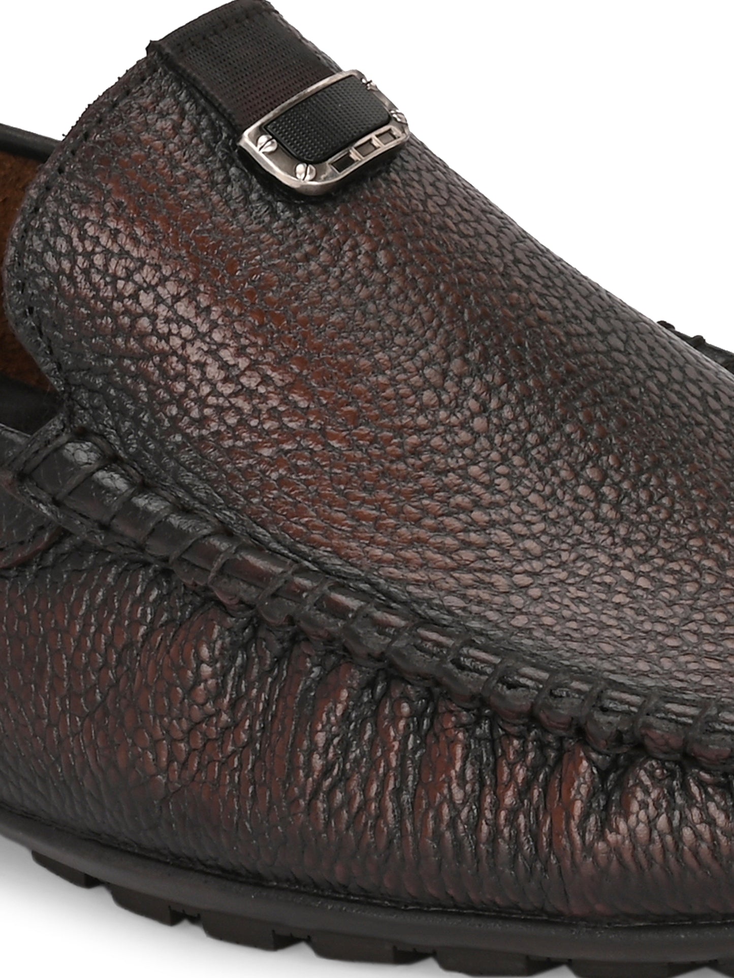 Men's Classic Pebbled Leather Driving Loafers in Brown and Black