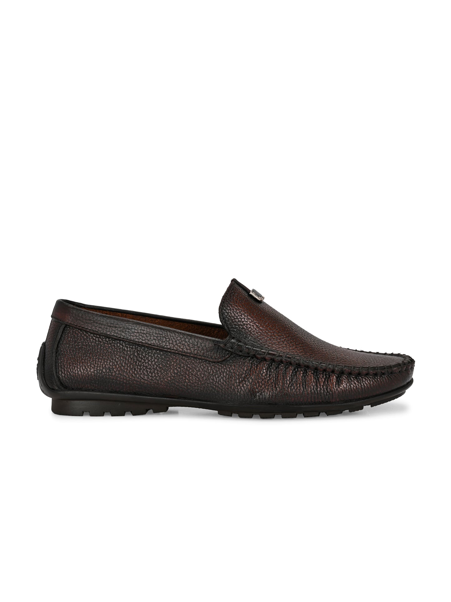 Men's Classic Pebbled Leather Driving Loafers in Brown and Black