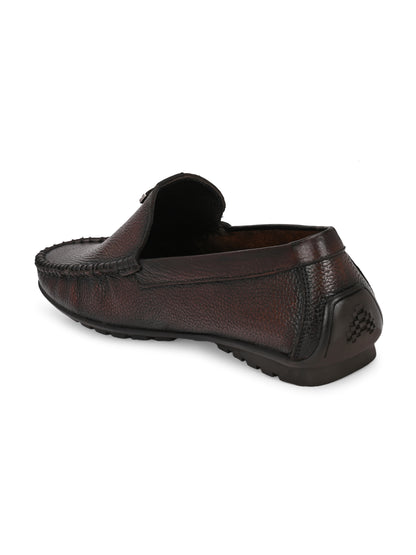 Men's Classic Pebbled Leather Driving Loafers in Brown and Black