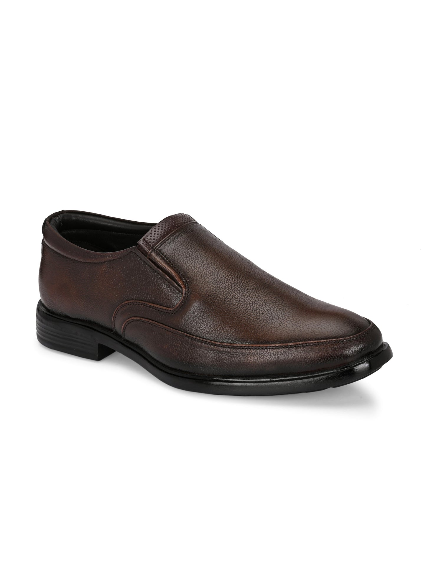 Classic Smart Brown Genuine Leather Slip-On Shoes for Men